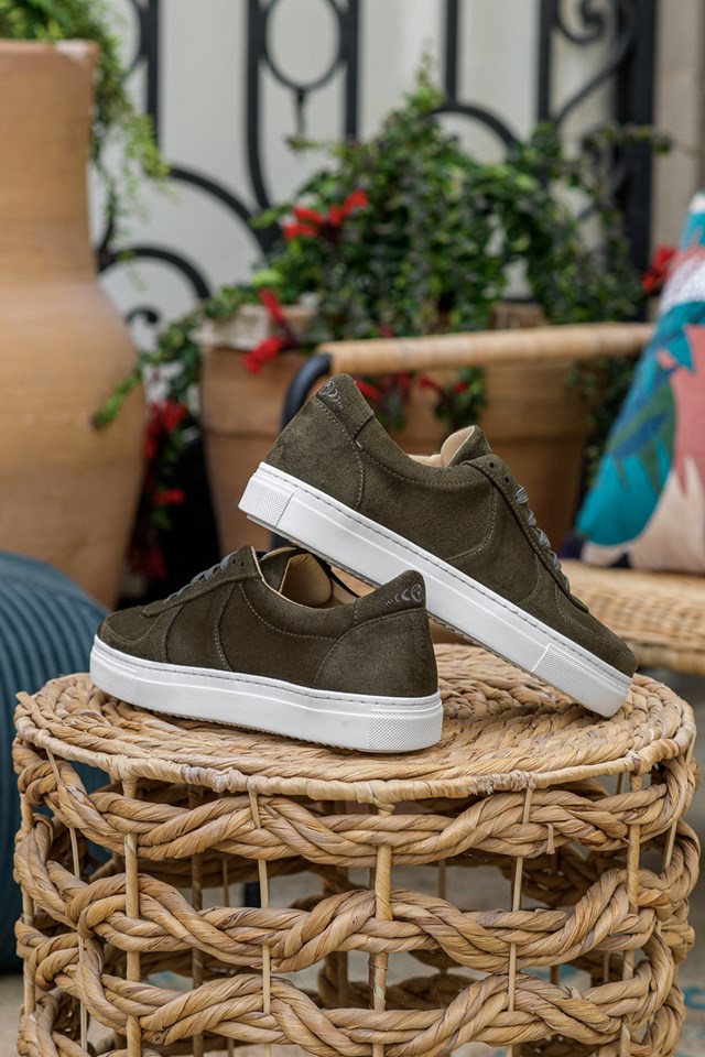 baskets unisexes Montalcino kaki 100% recyclées, végétales et naturelles