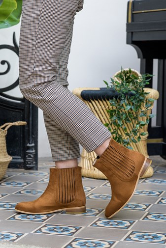 Bottines plates Firenze vegan - Noisette