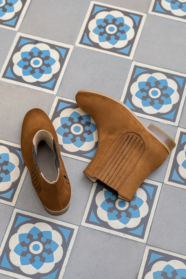 bottines plates Firenze noisette 100% recyclées, végétales et naturelles de face