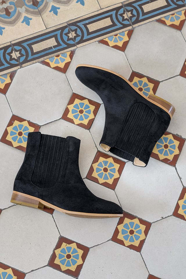 bottines plates Firenze noir 100% recyclées, végétales et naturelles