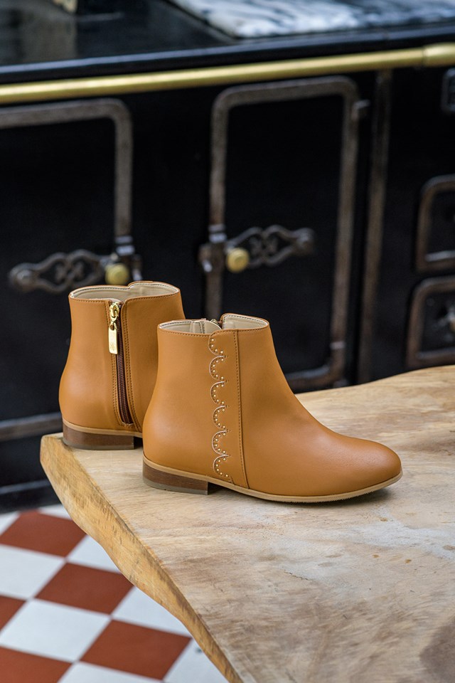 bottines plates Siena camel 100% recyclées, végétales et naturelles