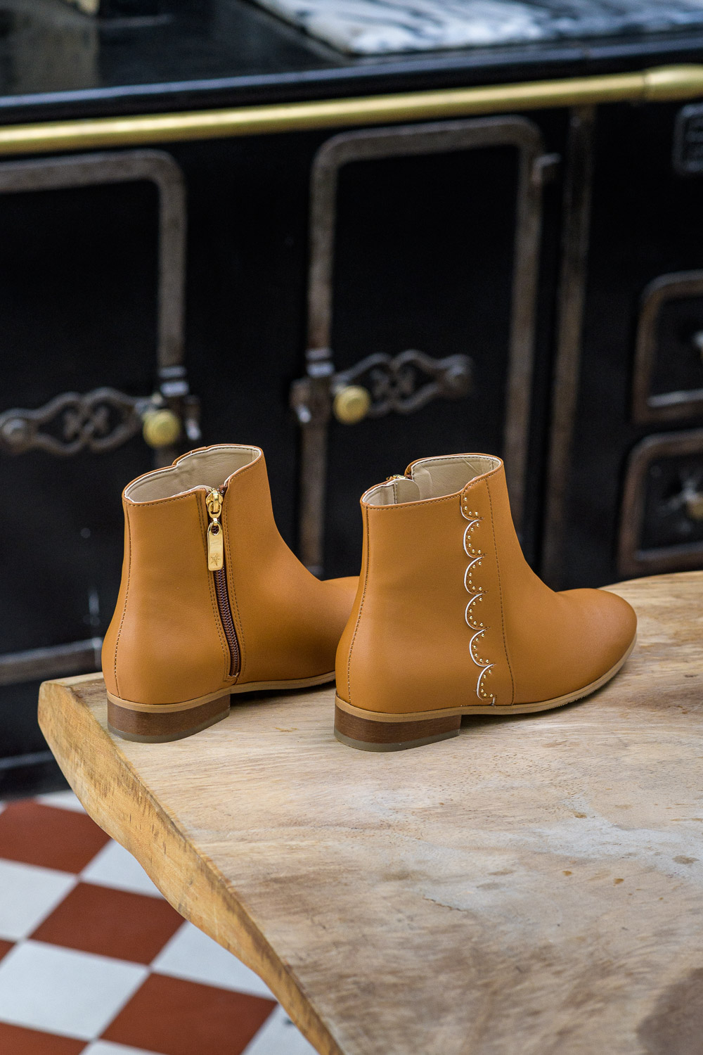 bottines plates Siena camel 100% recyclées, végétales et naturelles