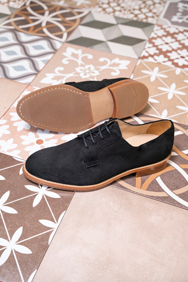 derbies Macadam noir doux 100% recyclées, végétales et naturelles