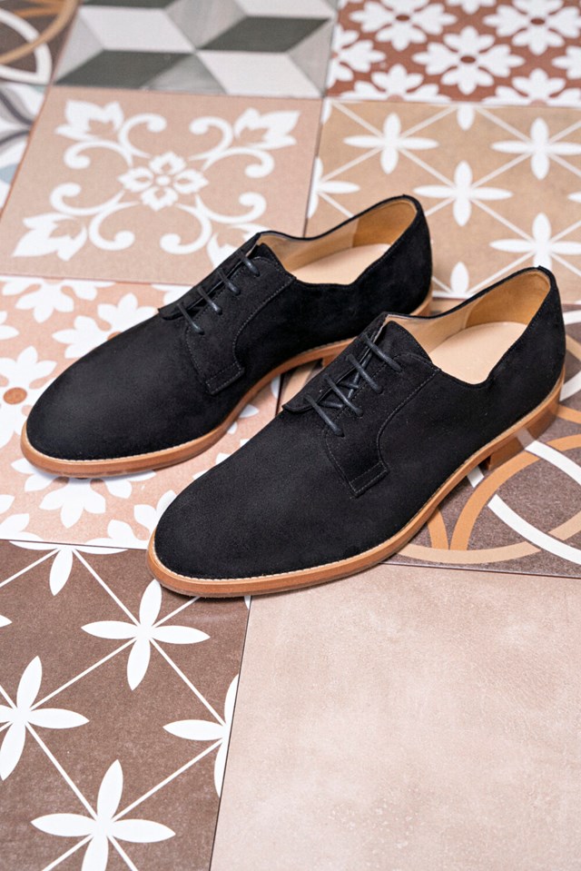 derbies Macadam noir doux 100% recyclées, végétales et naturelles de face