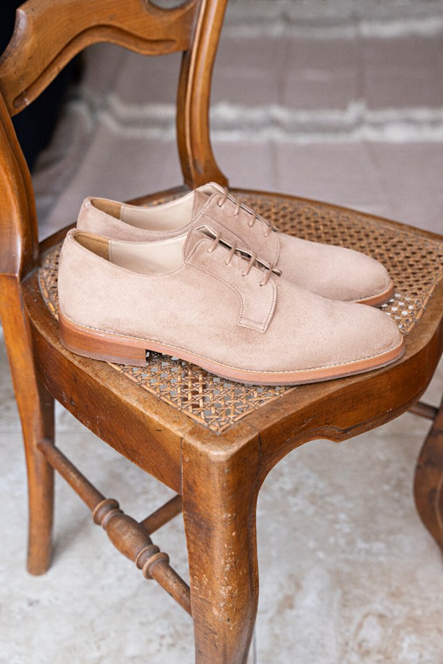 derbies Macadam beige 100% recyclées, végétales et naturelles de profil