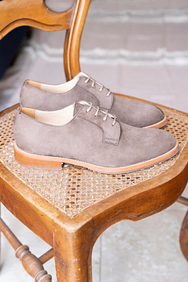 derbies Macadam taupe 100% recyclées, végétales et naturelles de profil