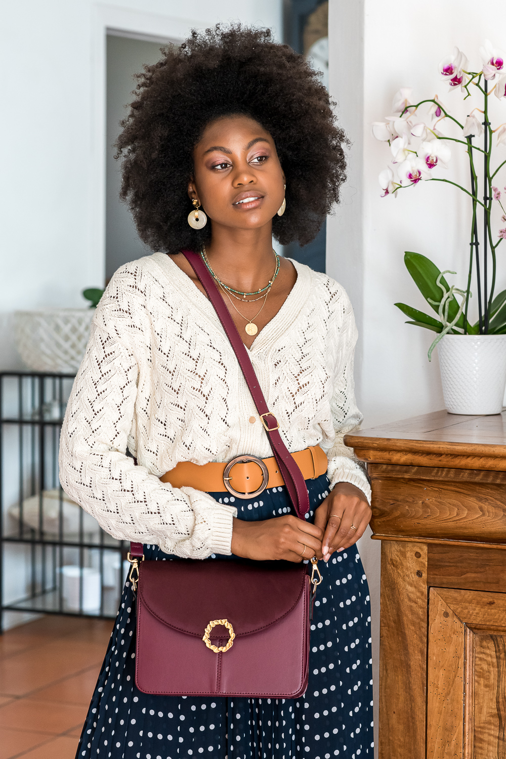 sac bandoulière Stellan grand cru 100% recyclé, végétal et naturel porté face