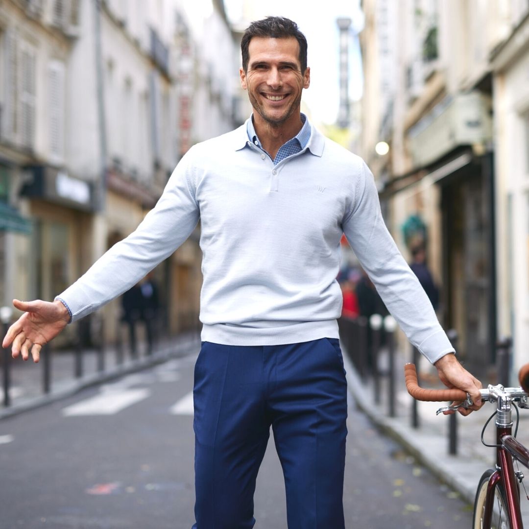 pull col boutons en laine merinos et Tencel Wolbe