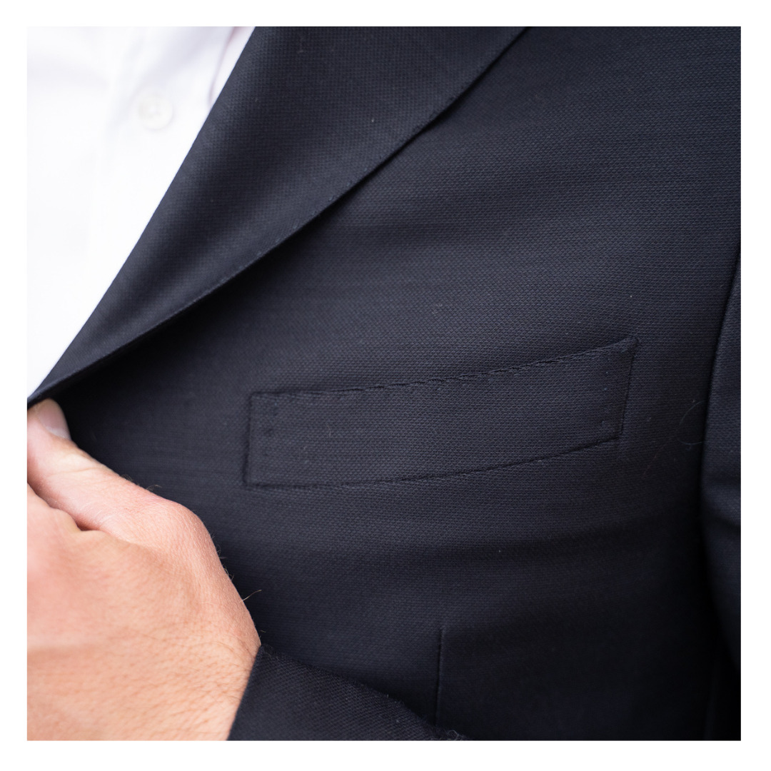 blazer Gianni en laine merinos micro tricotée bleu nocturne Wolbe