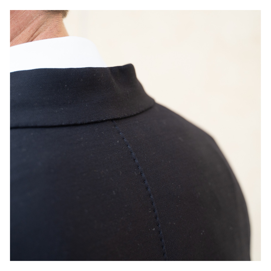 blazer Gianni en laine merinos micro tricotée bleu nocturne Wolbe