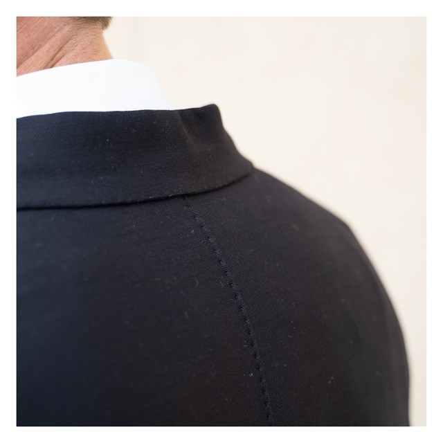 blazer Gianni en laine merinos micro tricotée bleu nocturne Wolbe