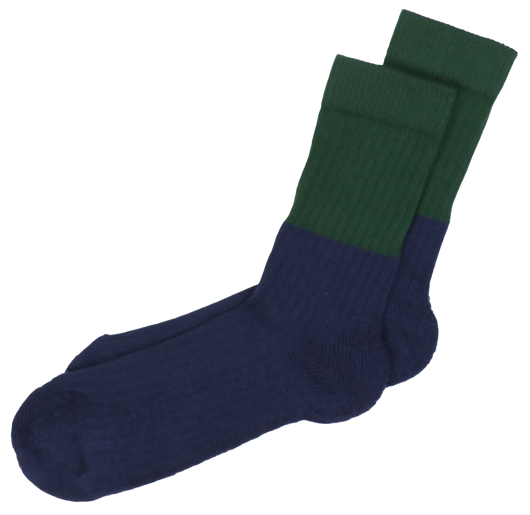Chaussettes bicolores coton vert bleu