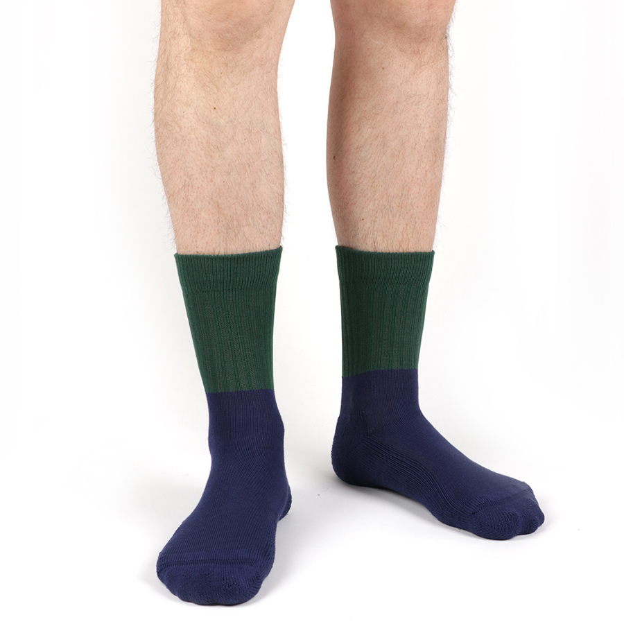 Chaussettes bicolores vert bleu coton