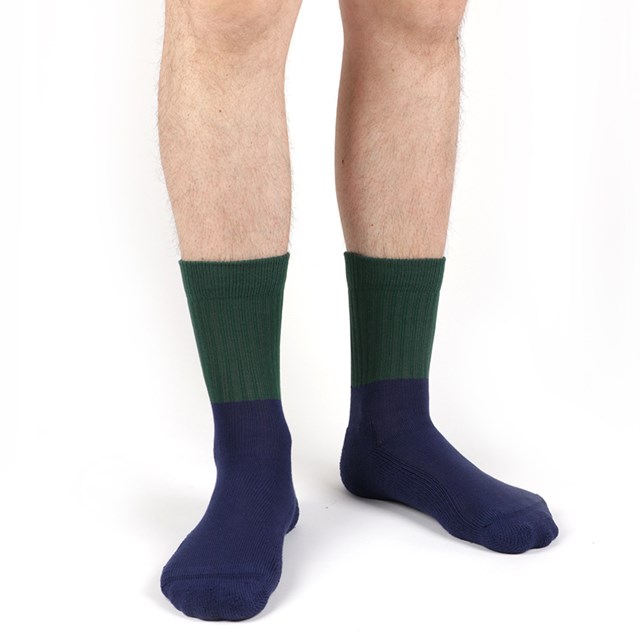 Chaussettes bicolores vert bleu coton