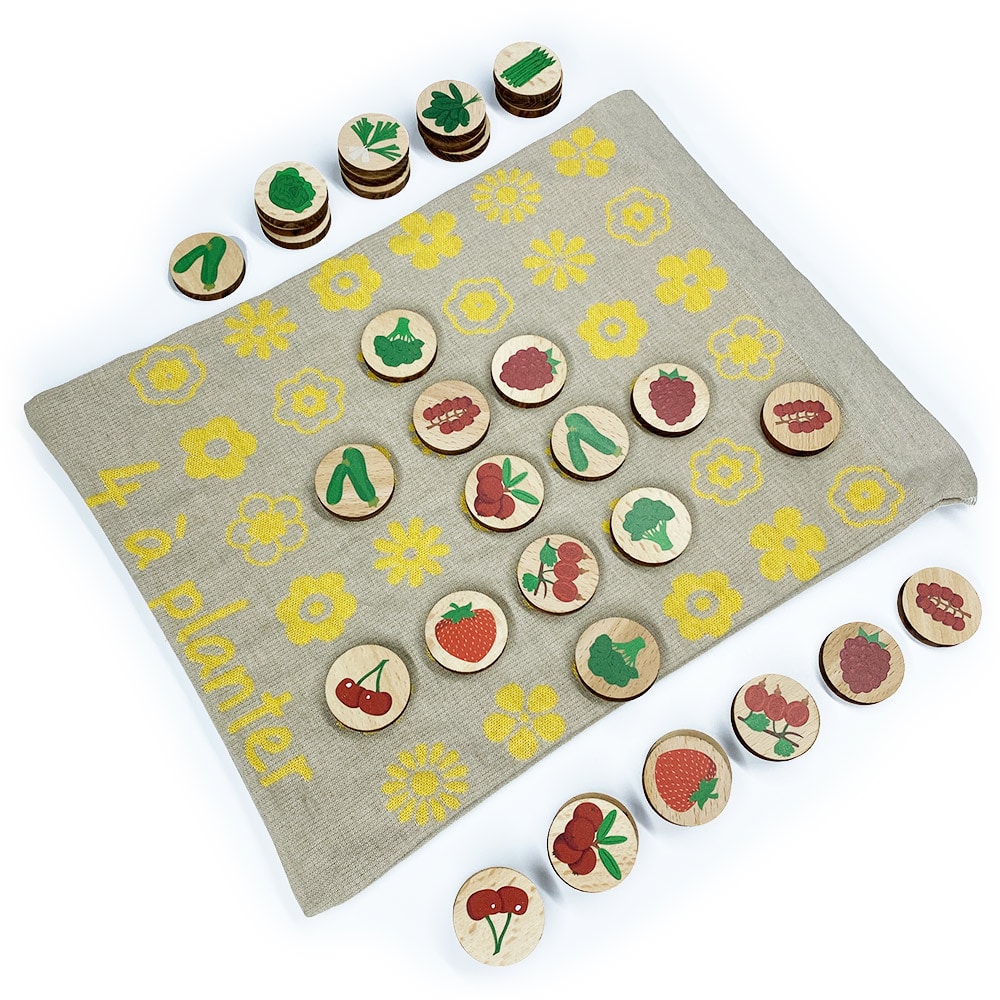 4 à planter - Jeu de "4 à la suite" en bois - Fruits et légumes 3