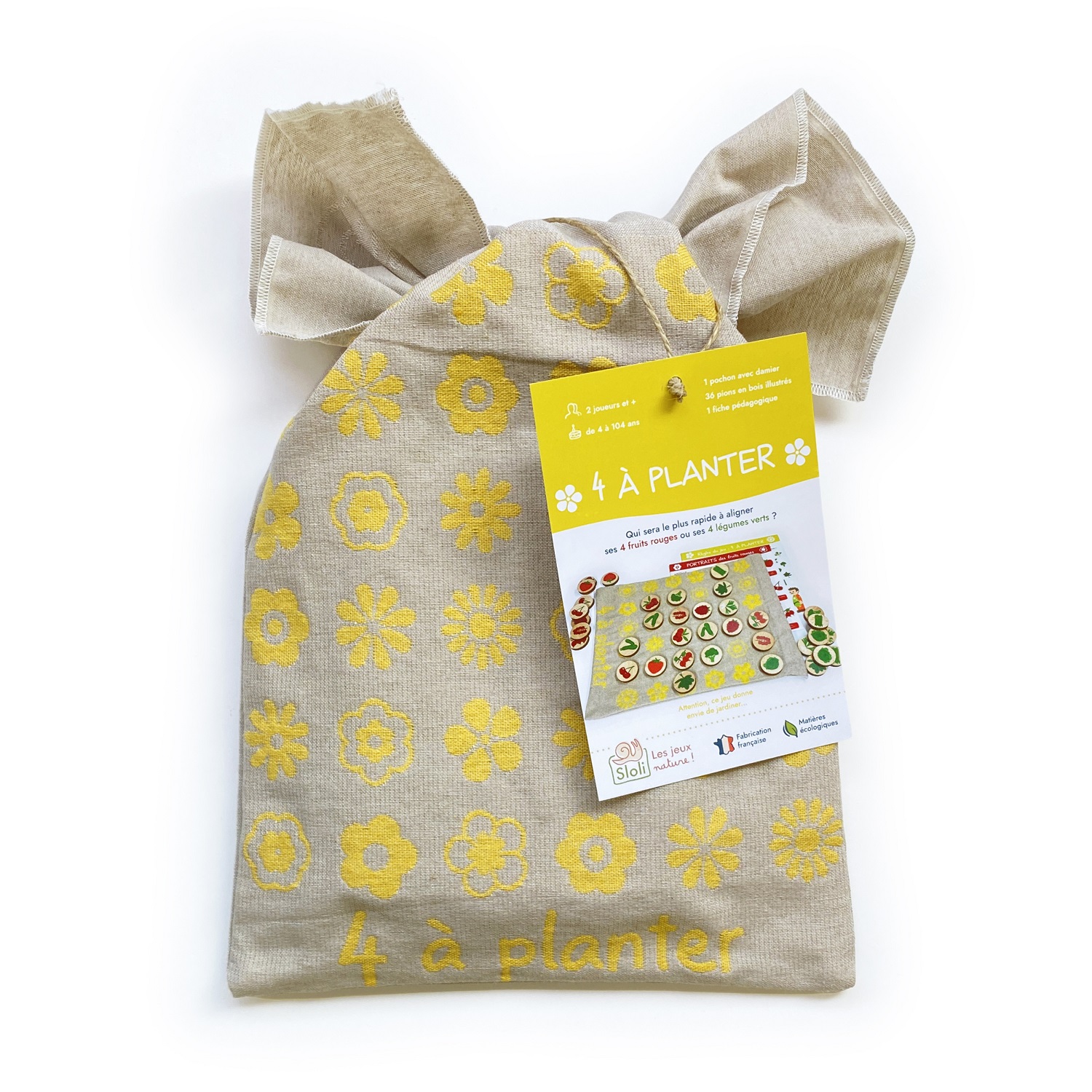 4 à planter - Jeu de "4 à la suite" en bois - Fruits et légumes 5