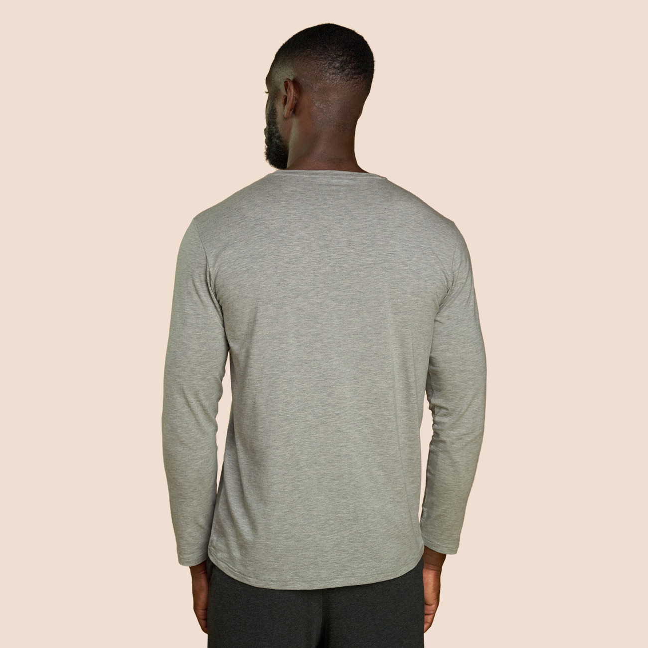 T-shirt manche longue gris chiné clair pour homme Pétrone