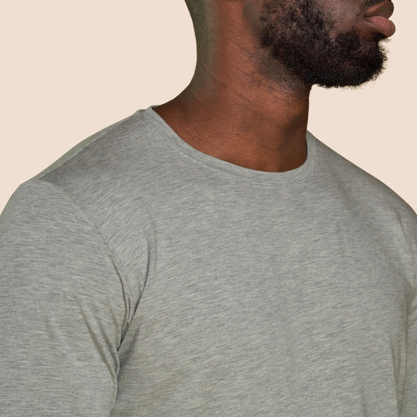 T-shirt manche longue gris chiné clair pour homme Pétrone