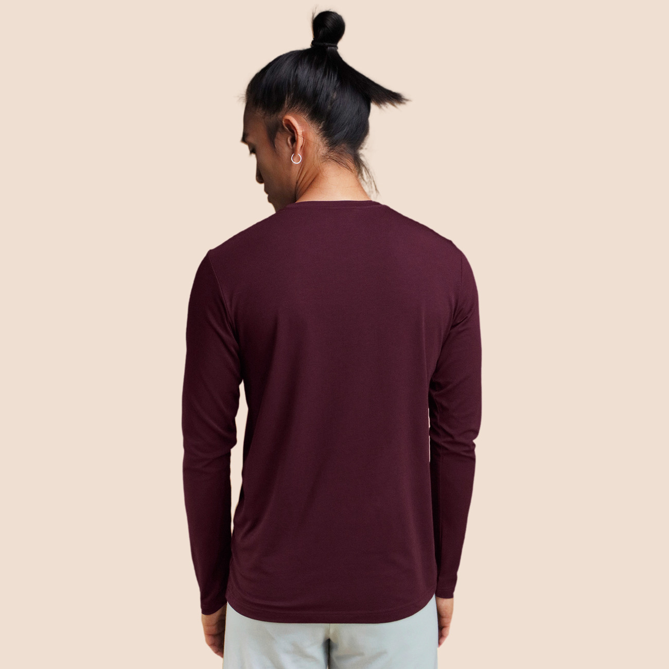 T-shirt manche longue lie-de-vin pour homme Pétrone