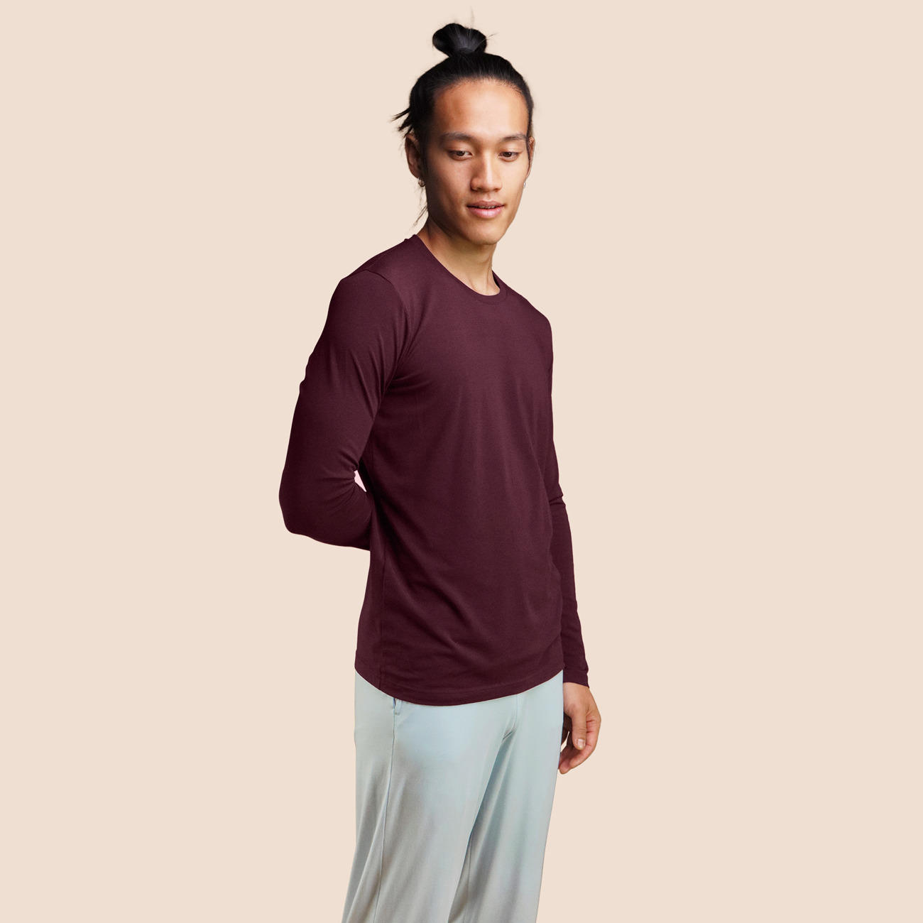 T-shirt manche longue lie-de-vin pour homme Pétrone