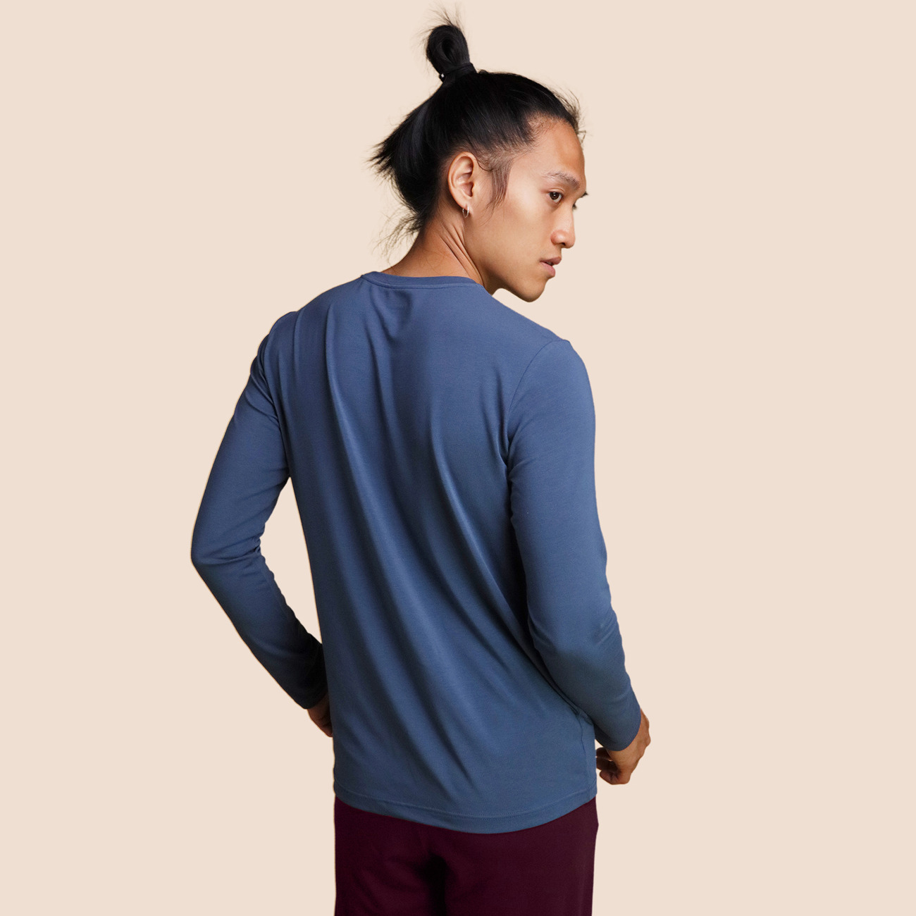 T-shirt manche longue bleu céruléen pour homme Pétrone