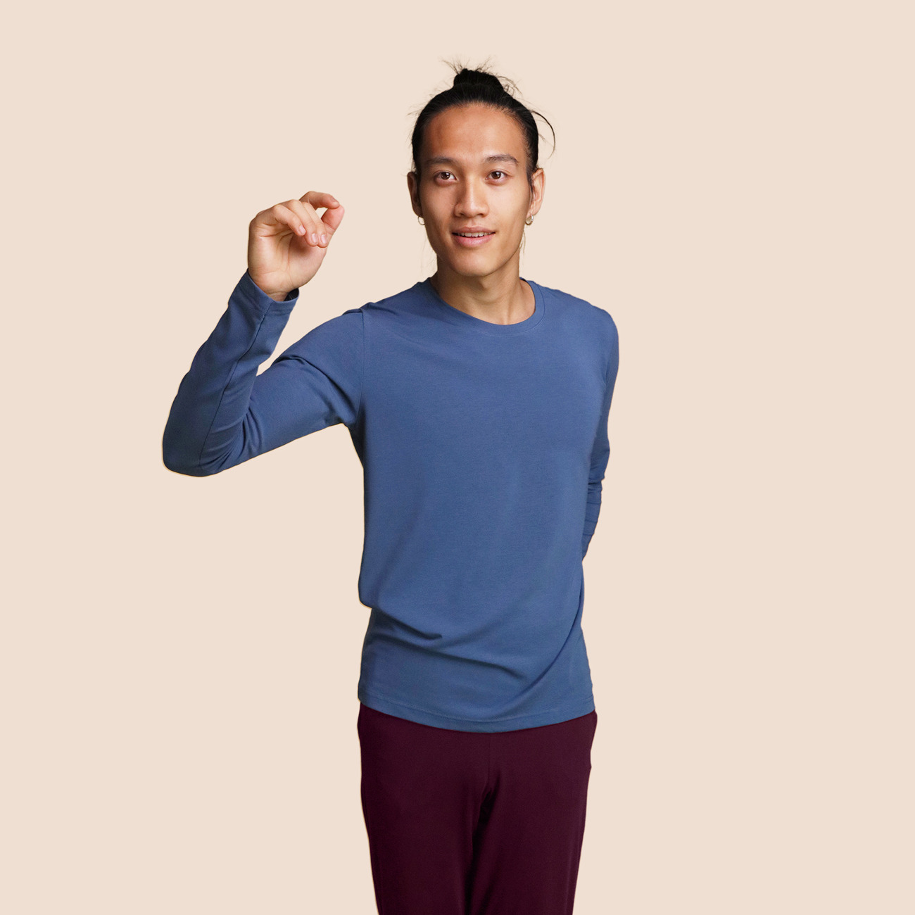 T-shirt manche longue bleu céruléen pour homme Pétrone