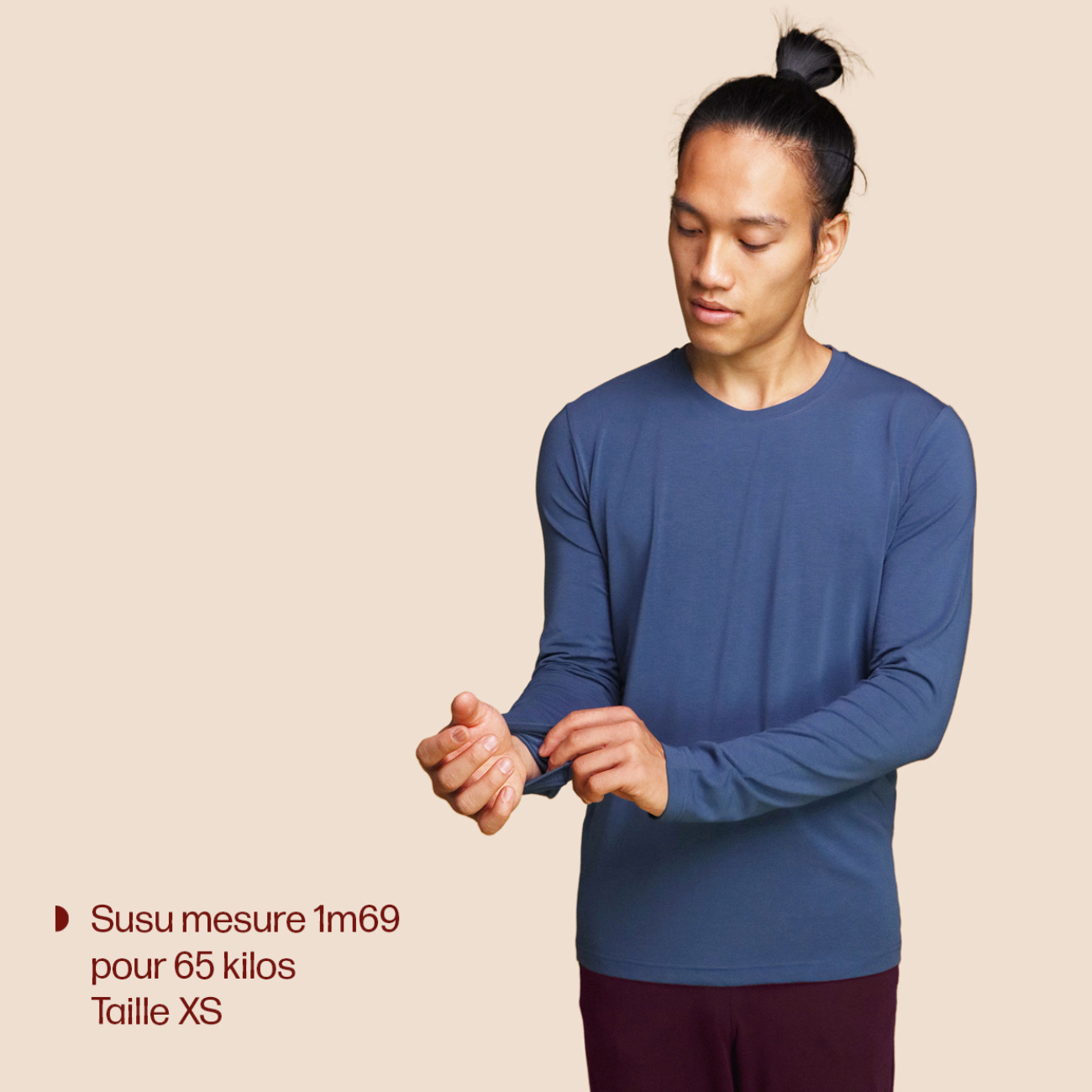 T-shirt manche longue bleu céruléen pour homme Pétrone