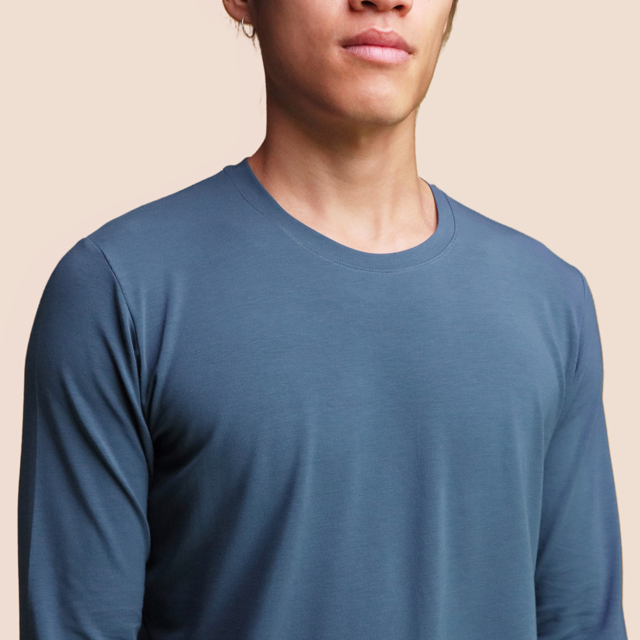 T-shirt manche longue bleu céruléen pour homme Pétrone