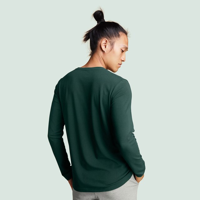 T-shirt manche longue vert bouteille pour homme Pétrone