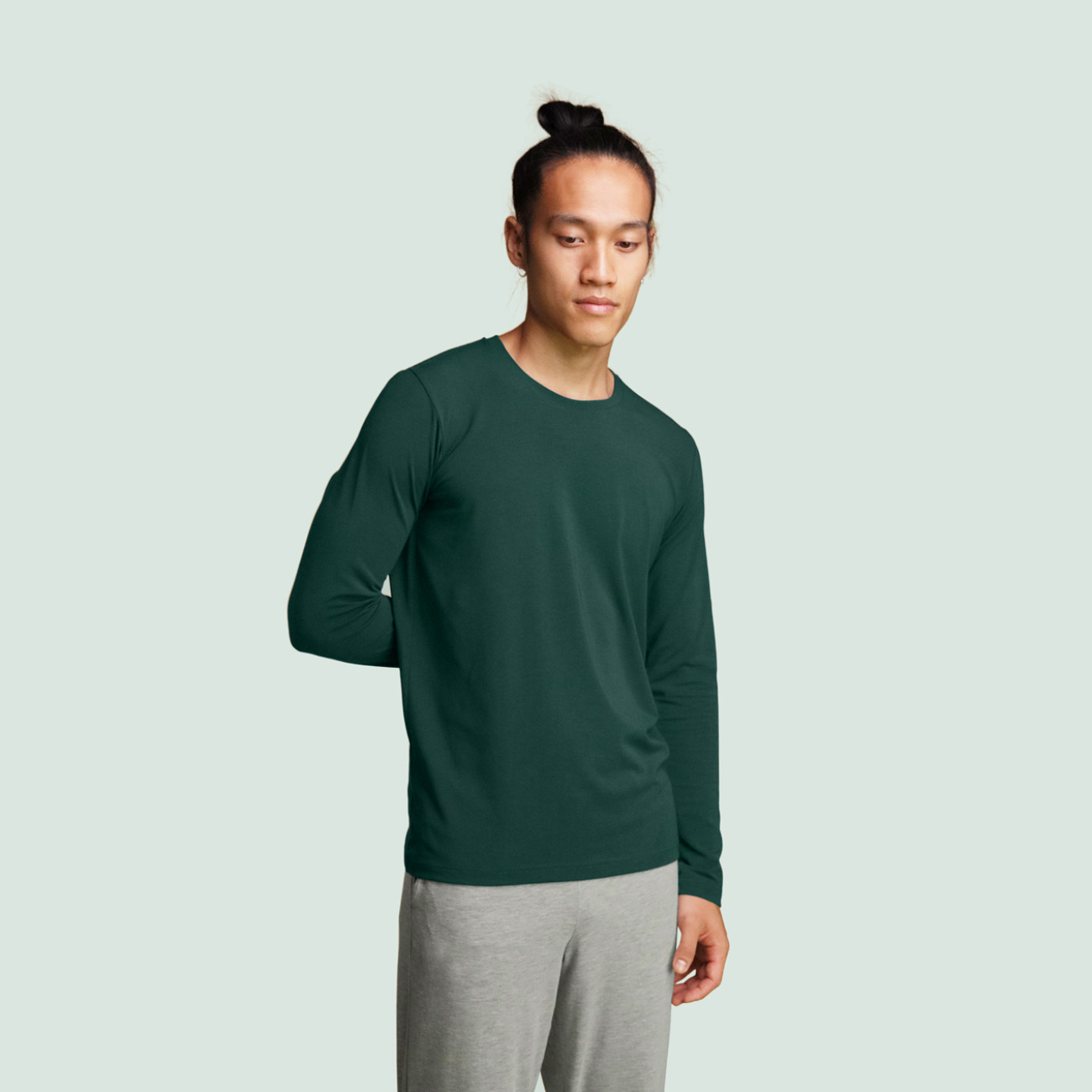 T-shirt manche longue vert bouteille pour homme Pétrone