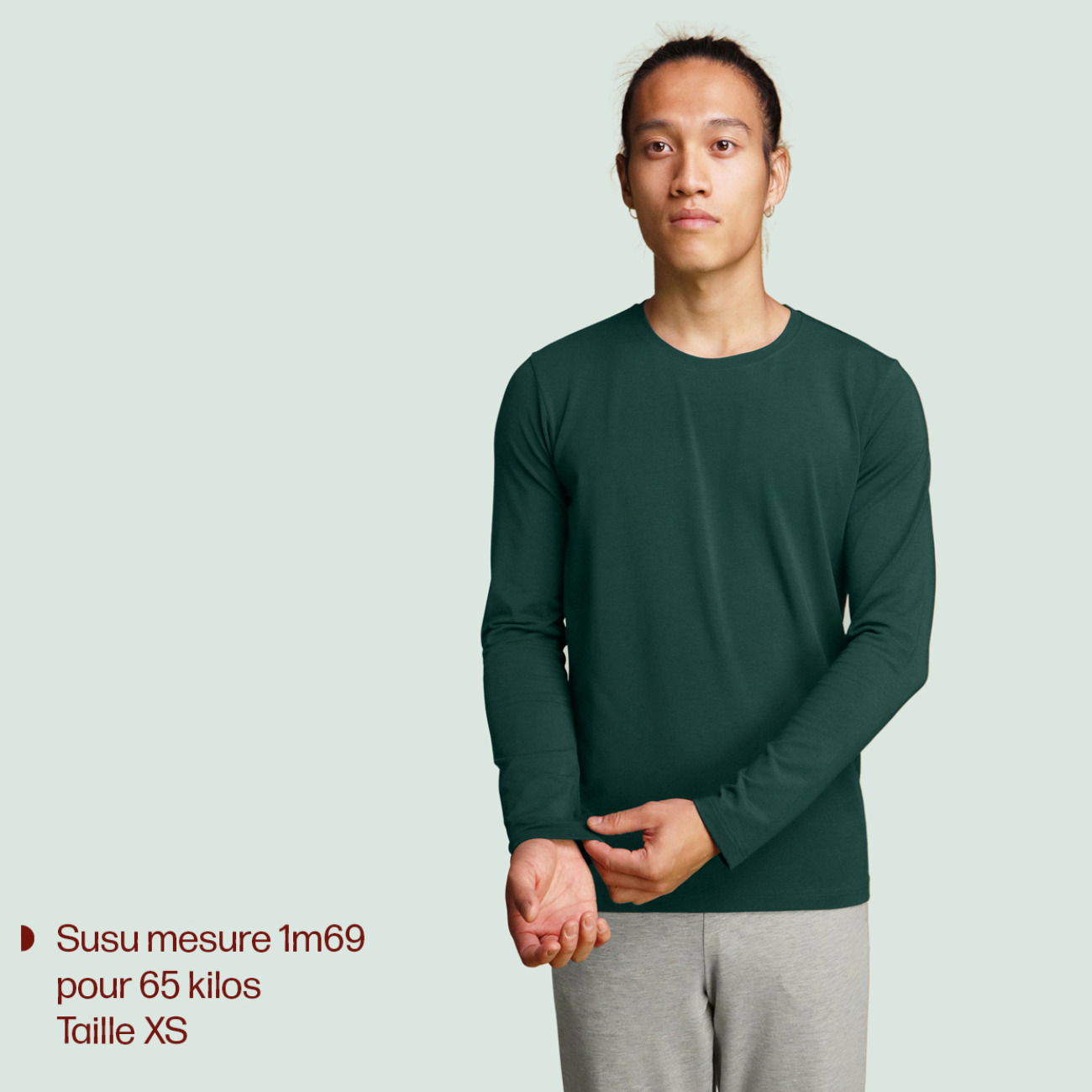 T-shirt manche longue vert bouteille pour homme Pétrone