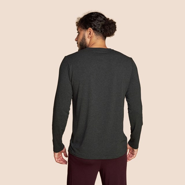 T-shirt manche longue gris anthracite pour homme Pétrone