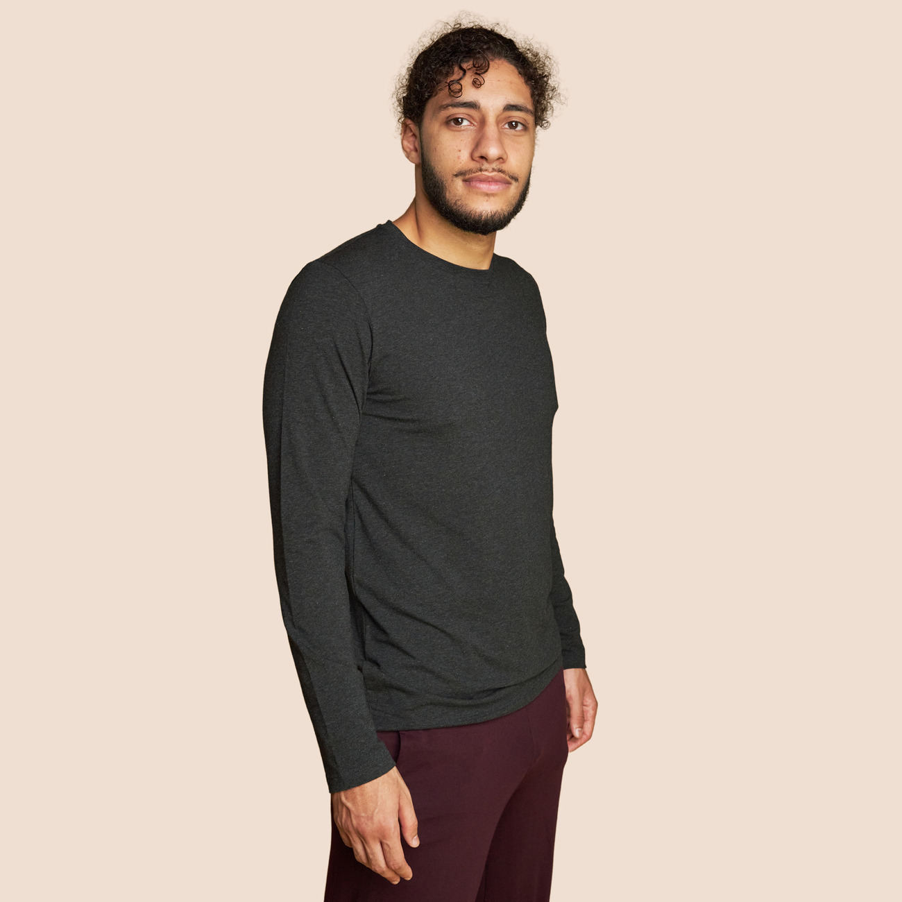 T-shirt manche longue gris anthracite pour homme Pétrone