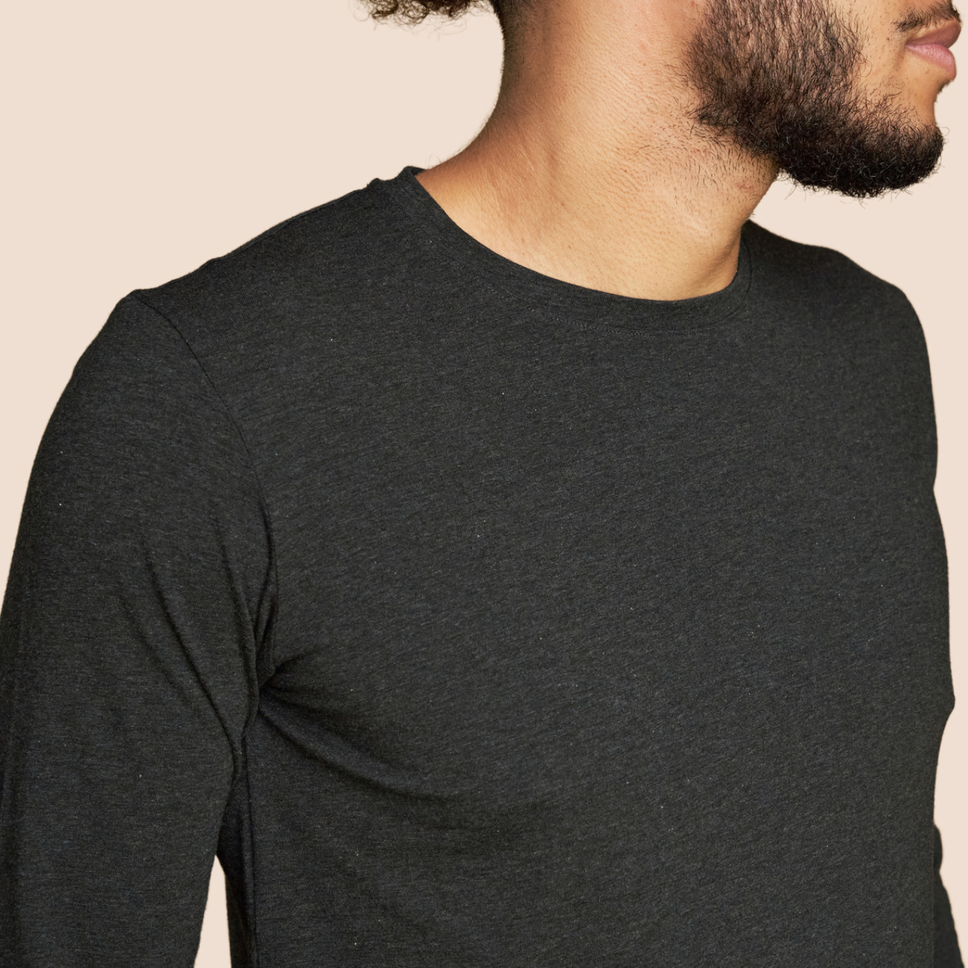 T-shirt manche longue gris anthracite pour homme Pétrone