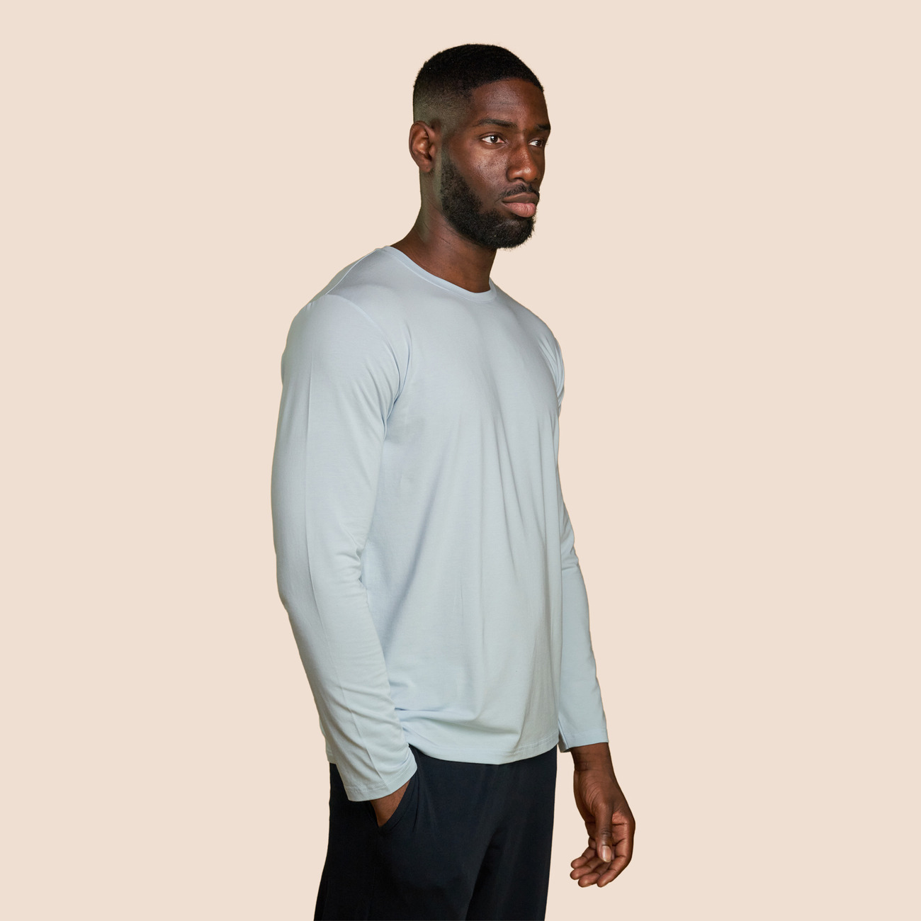 T-shirt manche longue bleu ciel pour homme Pétrone