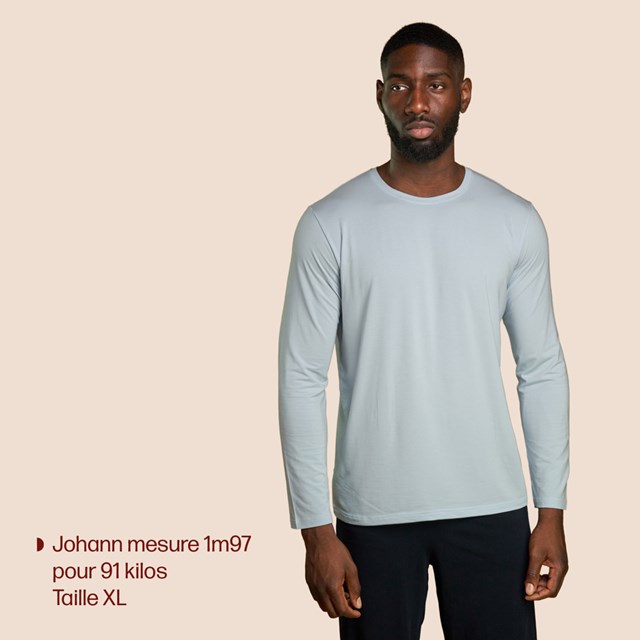 T-shirt manche longue bleu ciel pour homme Pétrone
