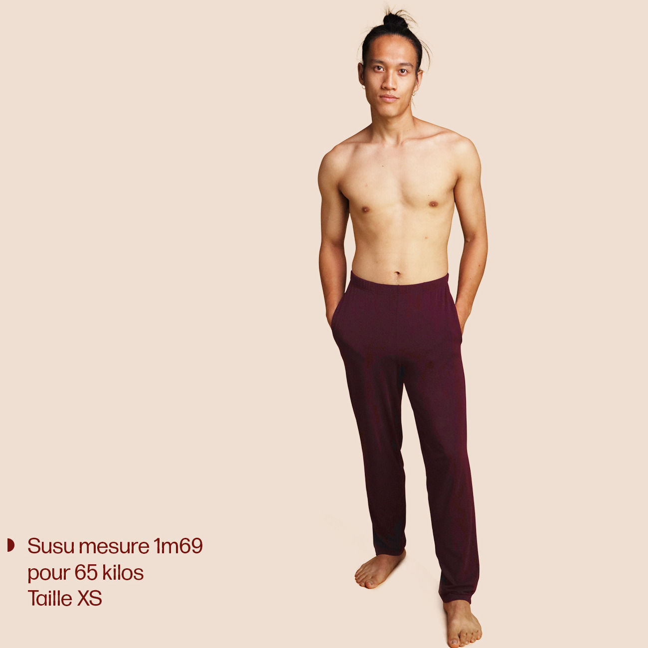 Bas de pyjama lie-de-vin pour homme Pétrone