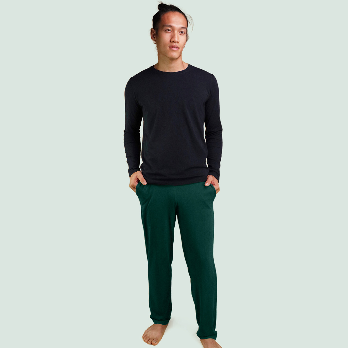 Pantalon de pyjama vert bouteille pour homme pétrone