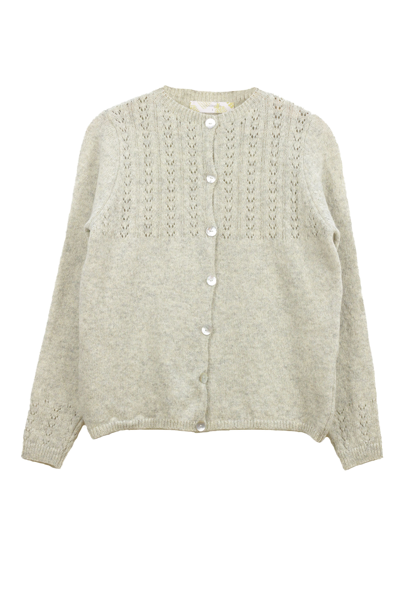 Gilet  Aloé ecru chiné en laine recyclée 100% made in France 3