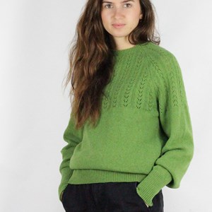 Pull Agave vert prairie, made in France 100% laine recyclée