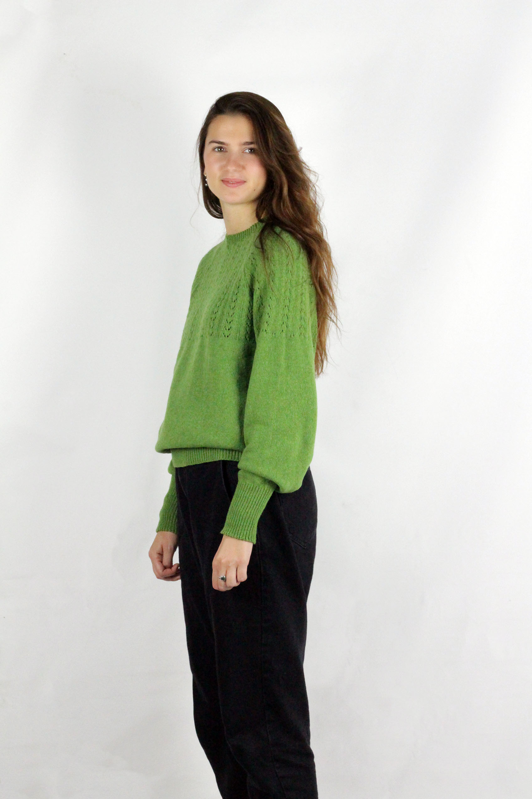 Pull Agave vert prairie, made in France 100% laine recyclée 3