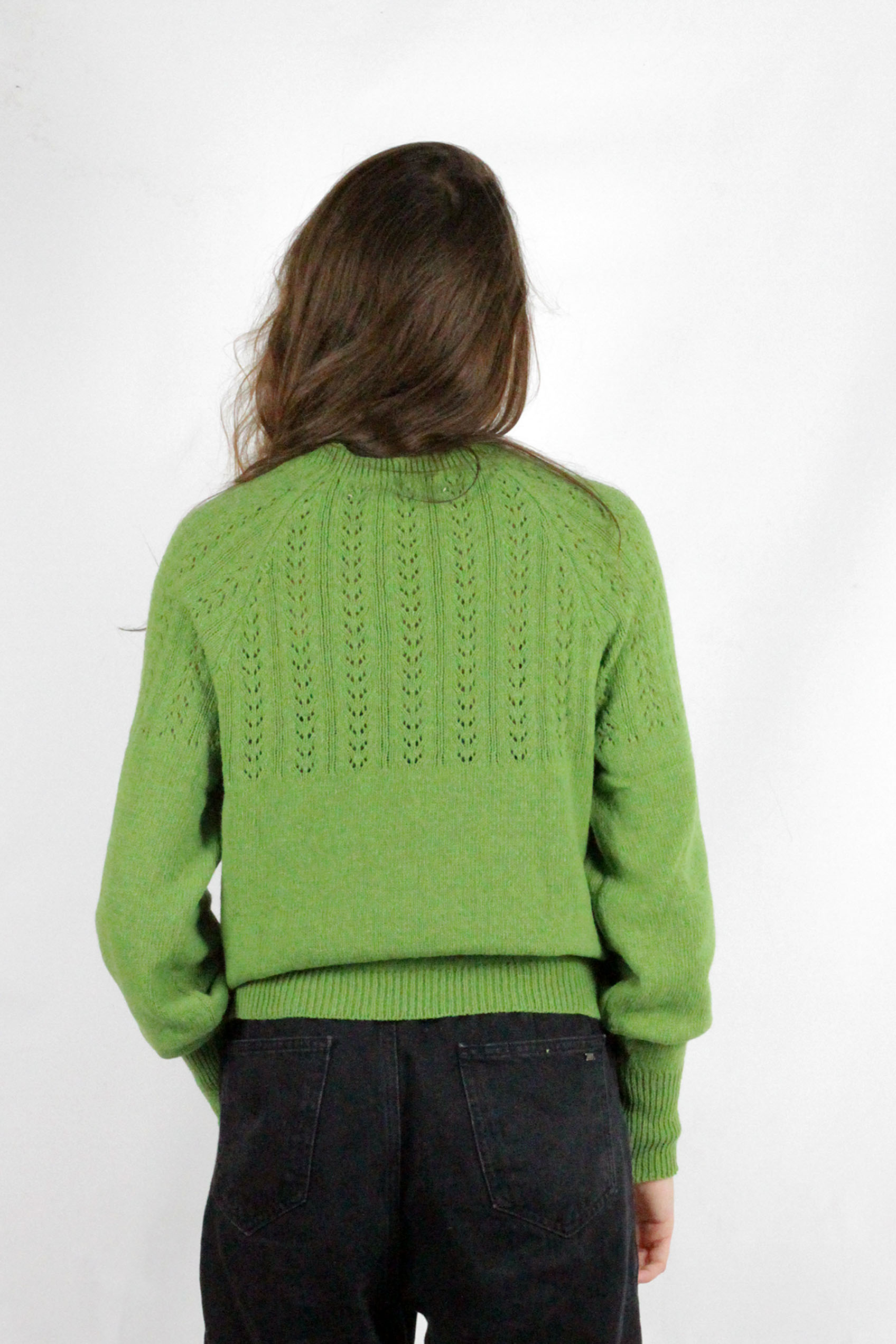 Pull Agave vert prairie, made in France 100% laine recyclée 4