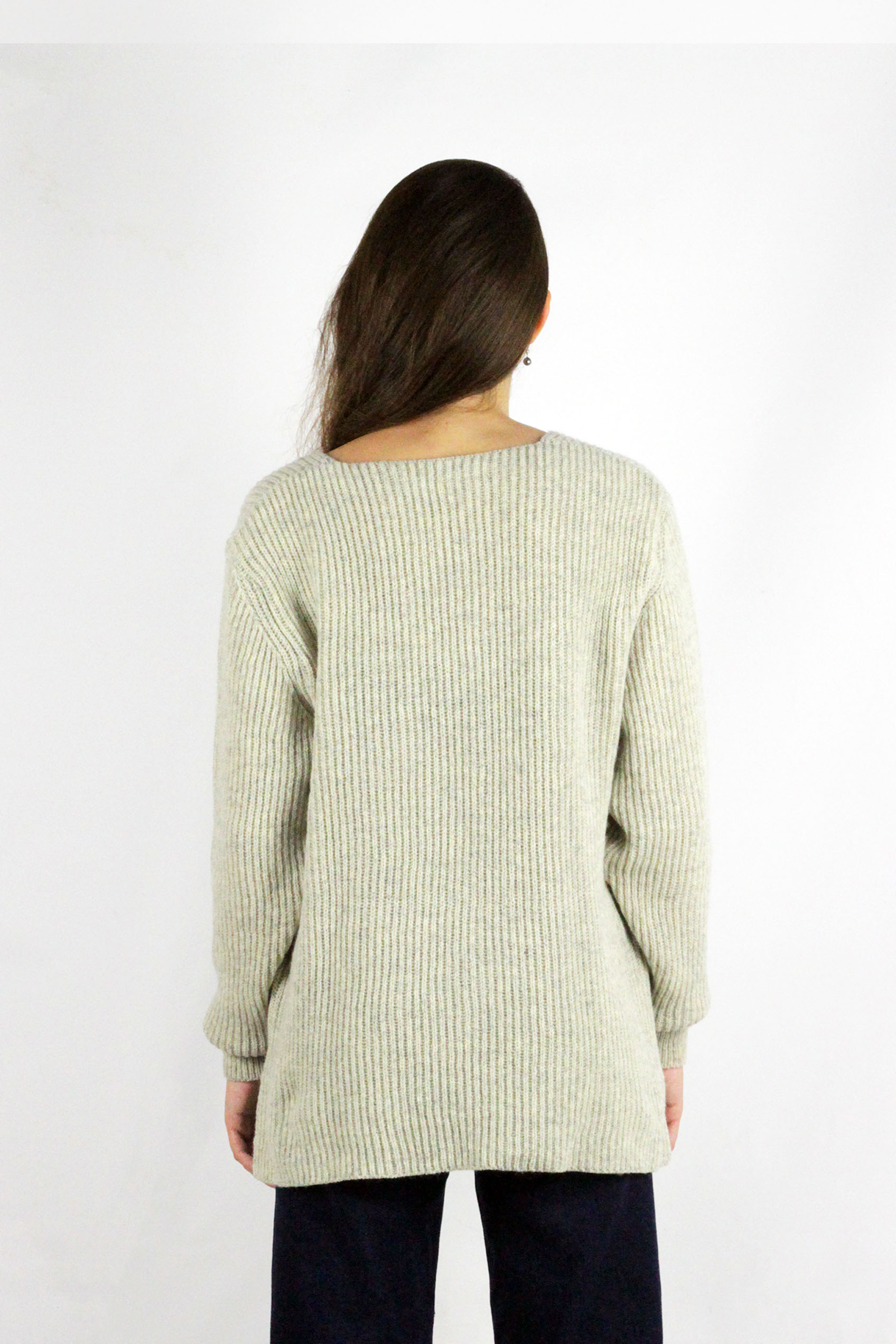 Pull Ficus ecru chiné, laine 100% recyclée made in France 11