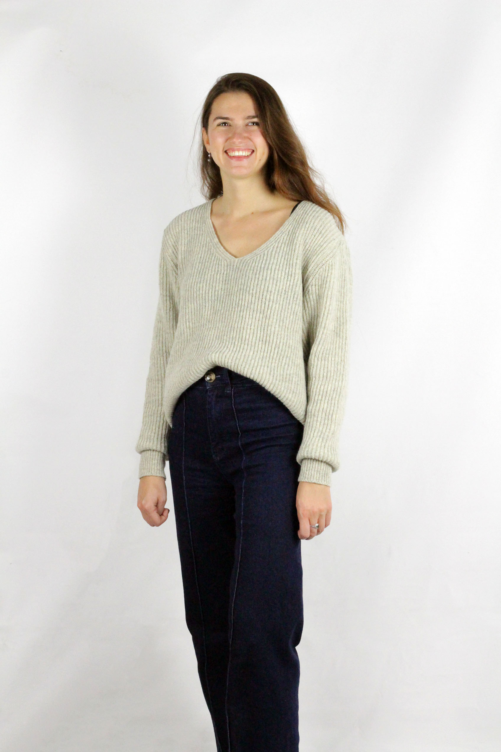 Pull Ficus ecru chiné, laine 100% recyclée made in France 10