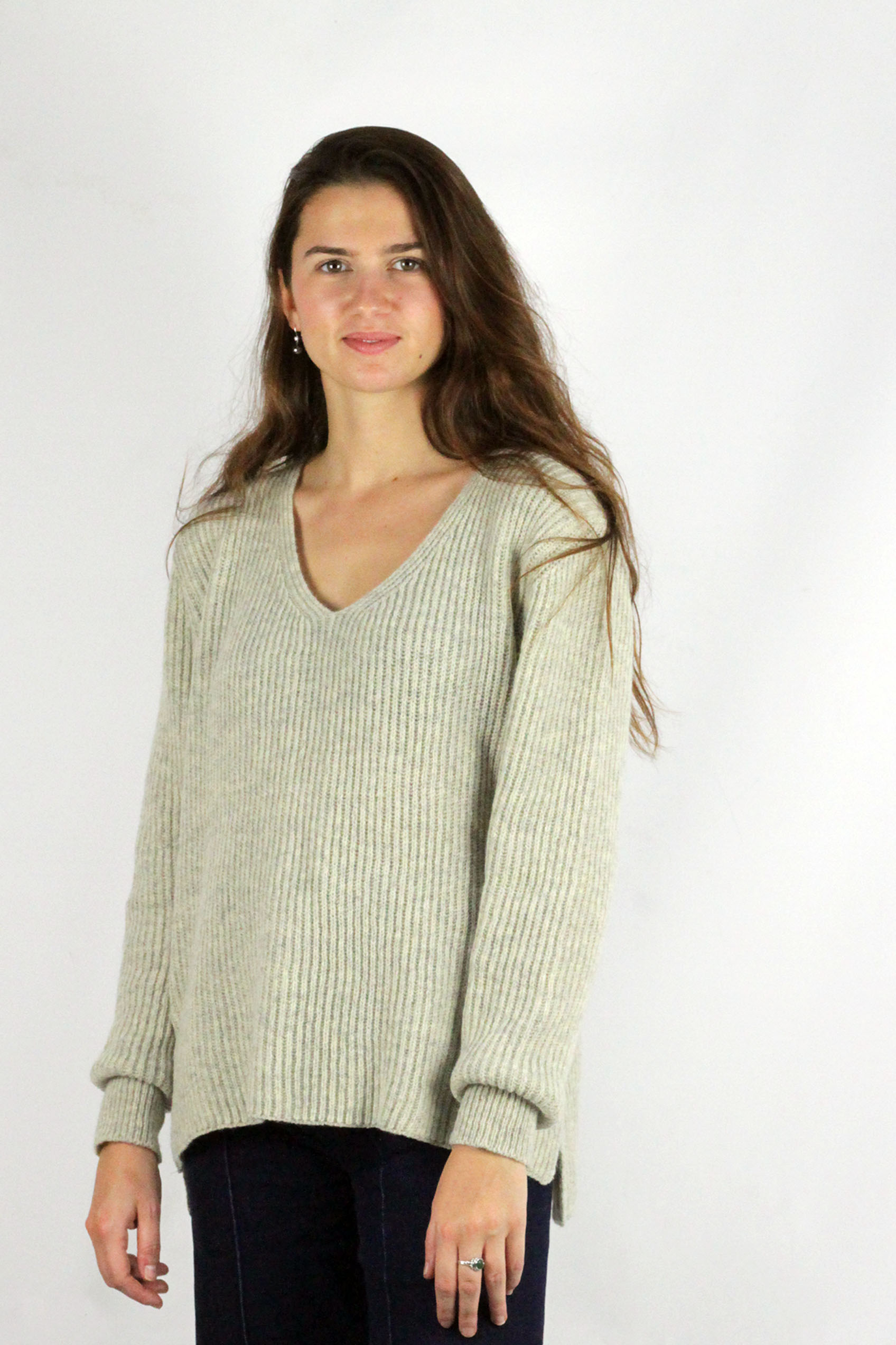 Pull Ficus ecru chiné, laine 100% recyclée made in France 8