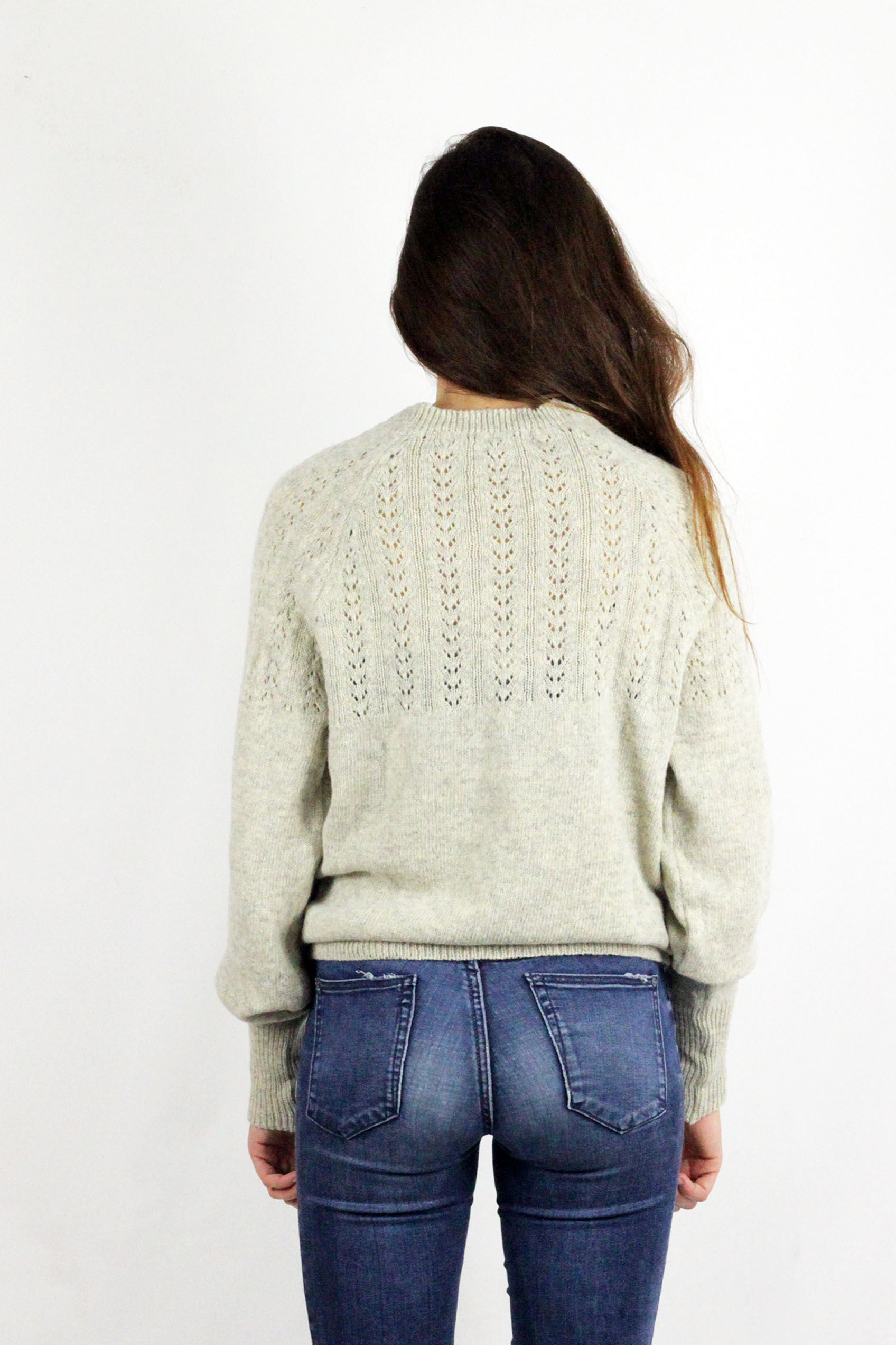 Pull Agave ecru chiné en laine recyclée 100% made in France - 6