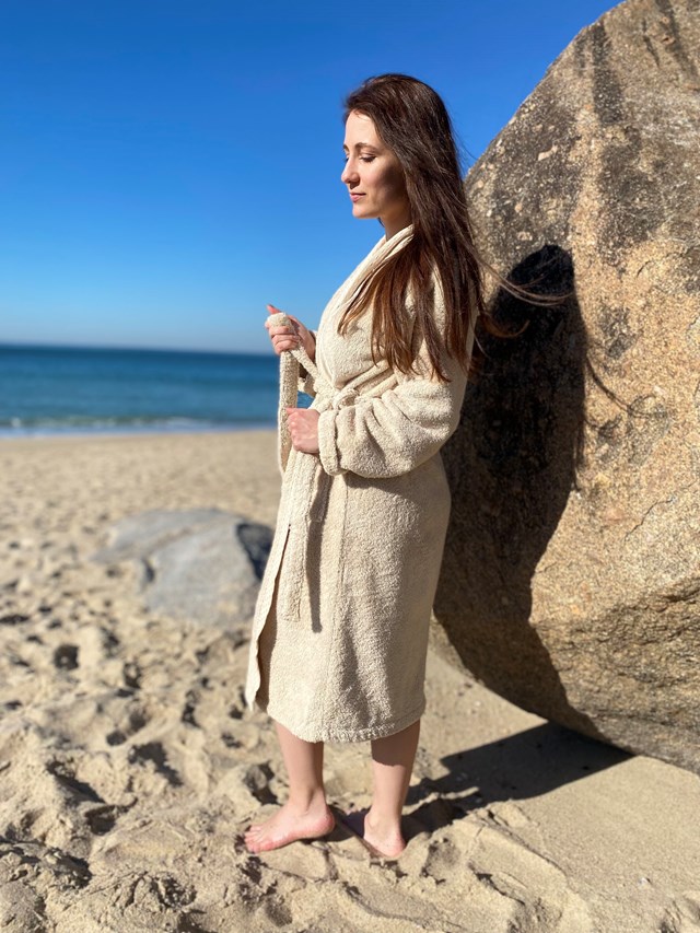 Peignoir-Kimono Unisexe  "Cœur de Macadamia" en Coton 100 % Biologique 4
