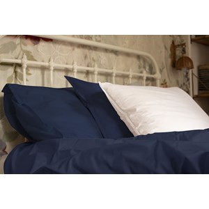 Housse de Couette "Bleu Ténébreux" en Percale de Coton 100 % Biologique (1 personne : 140 x 200) 