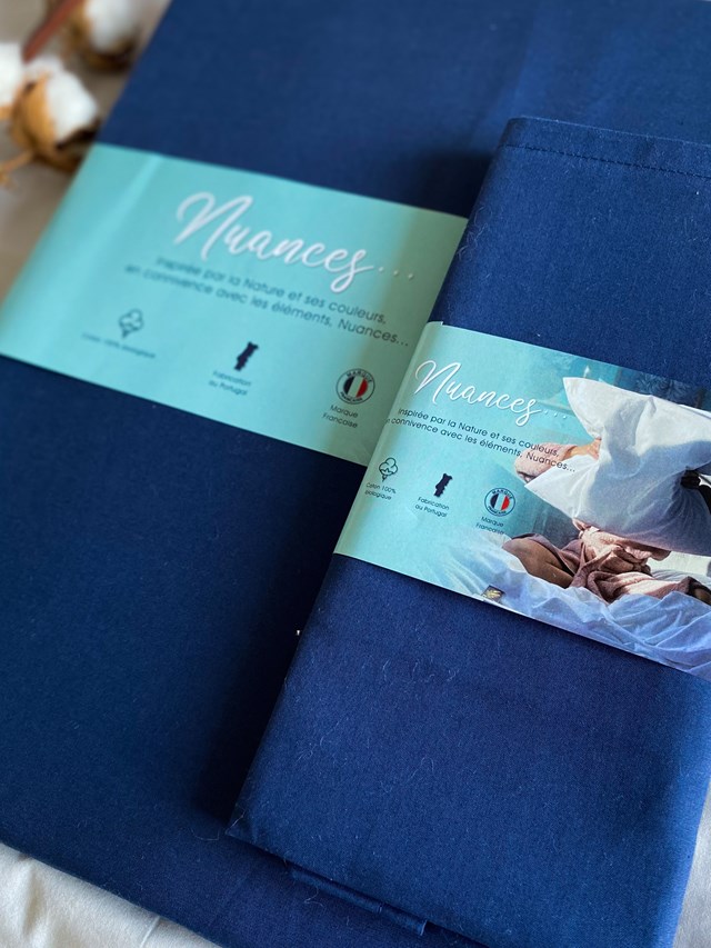 Housse de Couette "Bleu Ténébreux" en Percale de Coton 100 % Biologique (1 personne : 140 x 200)  4
