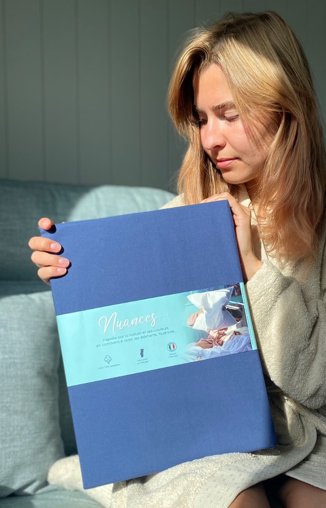 Housse de Couette "Bleu Ténébreux" en Percale de Coton 100 % Biologique (2 personnes)  4